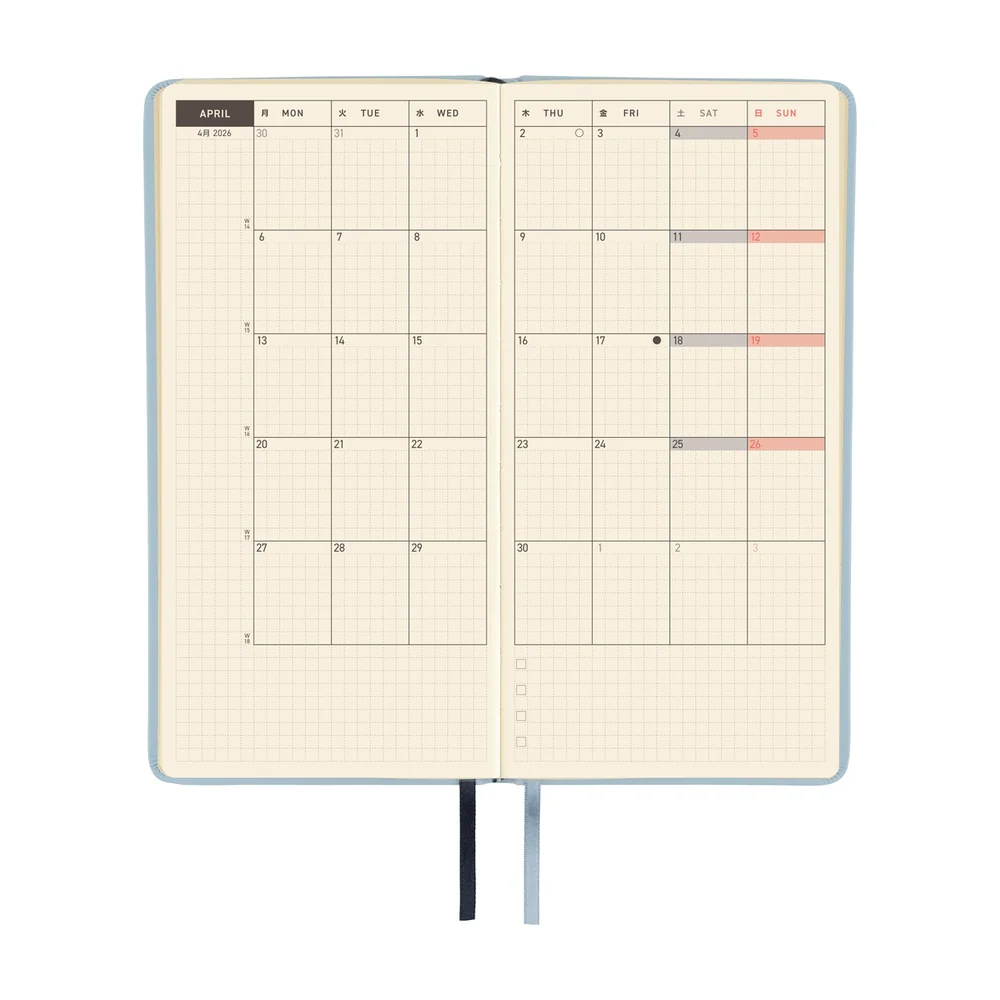 Hobonichi Techo 2026 - Weeks/Wallet Planner Book - Leather: Leather: Snow Blue [English/Tall & Slim/Jan Start] (Copy) - Image 4