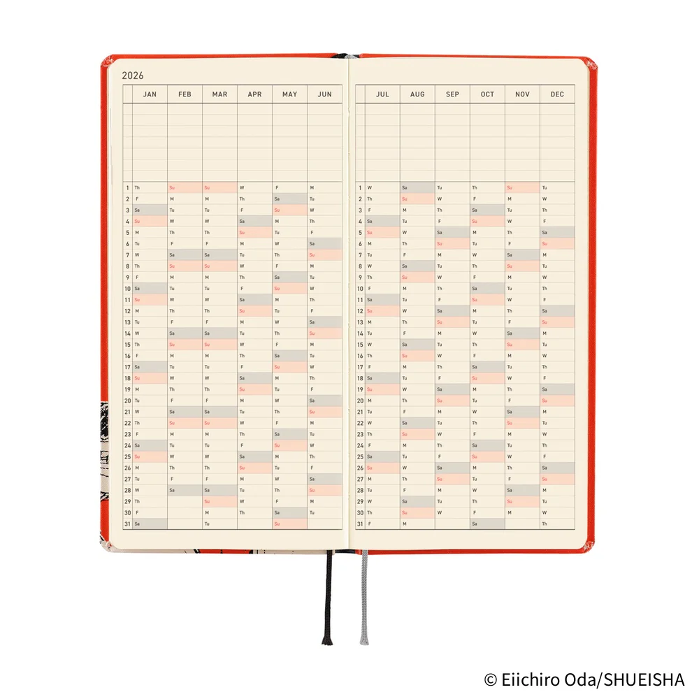 Hobonichi Techo 2026 - Weeks/Wallet Planner Book - ONE PIECE magazine: Straw Hat Luffy (Red) [English/Tall & Slim/Jan Start] - Image 11
