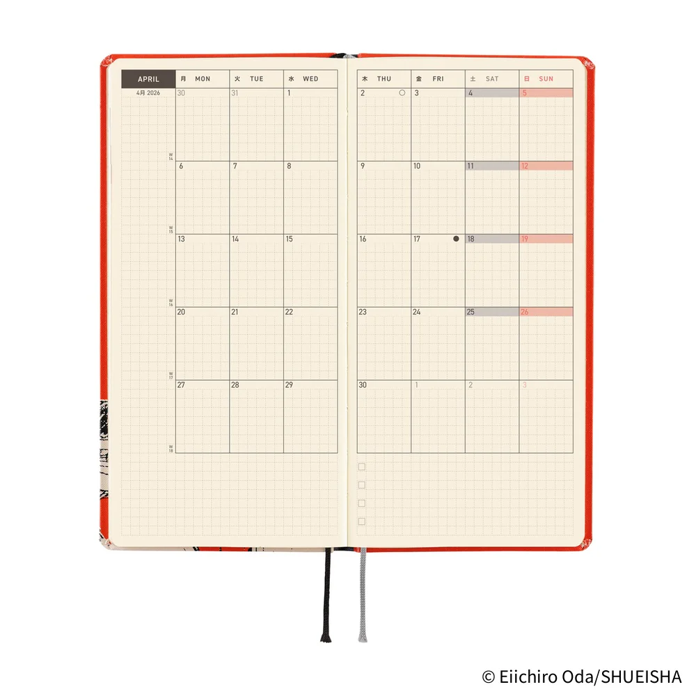 Hobonichi Techo 2026 - Weeks/Wallet Planner Book - ONE PIECE magazine: Straw Hat Luffy (Red) [English/Tall & Slim/Jan Start] - Image 9