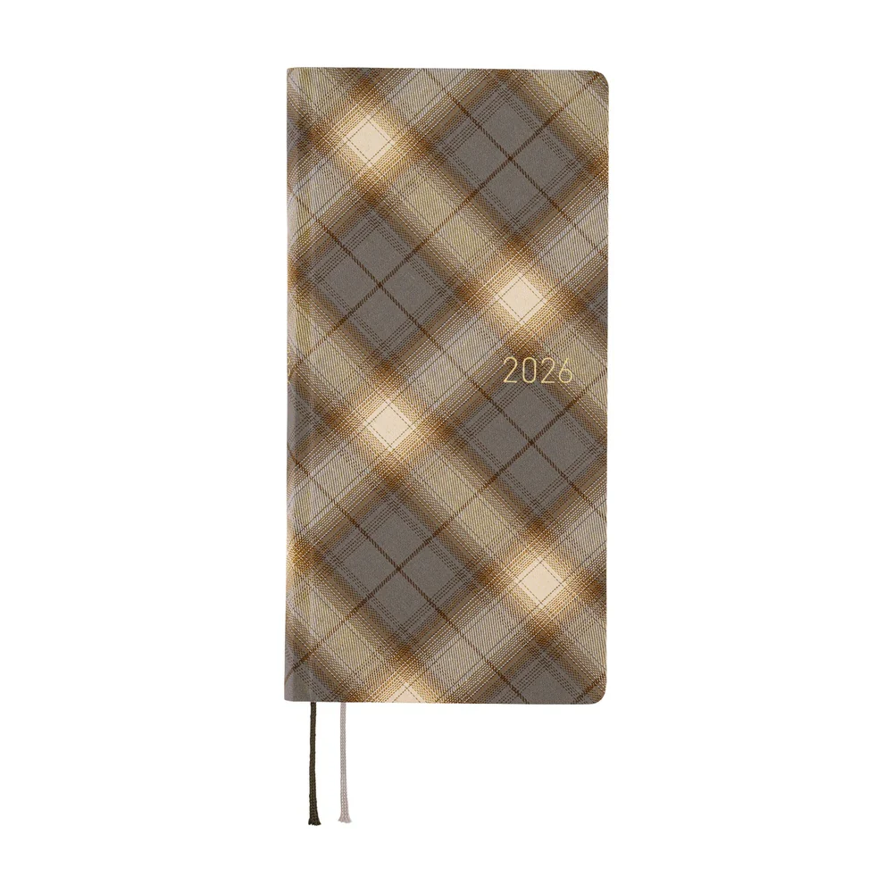 Hobonichi Techo 2026 - Weeks/Wallet Planner Book - Shirt Fabric: Foggy Plaid [English/Tall & Slim/Jan Start]
