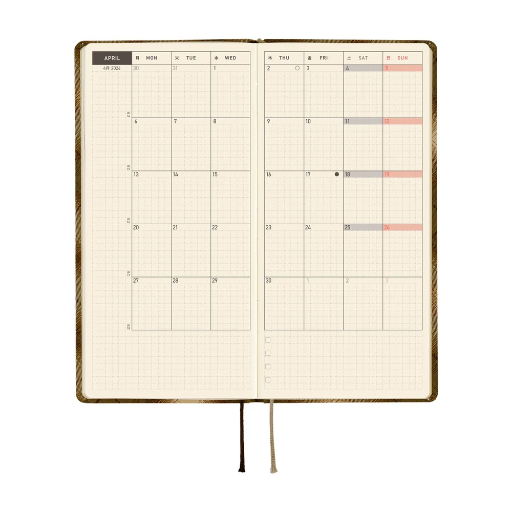 Hobonichi Techo 2026 - Weeks/Wallet Planner Book - Shirt Fabric: Foggy Plaid [English/Tall & Slim/Jan Start] - Image 4