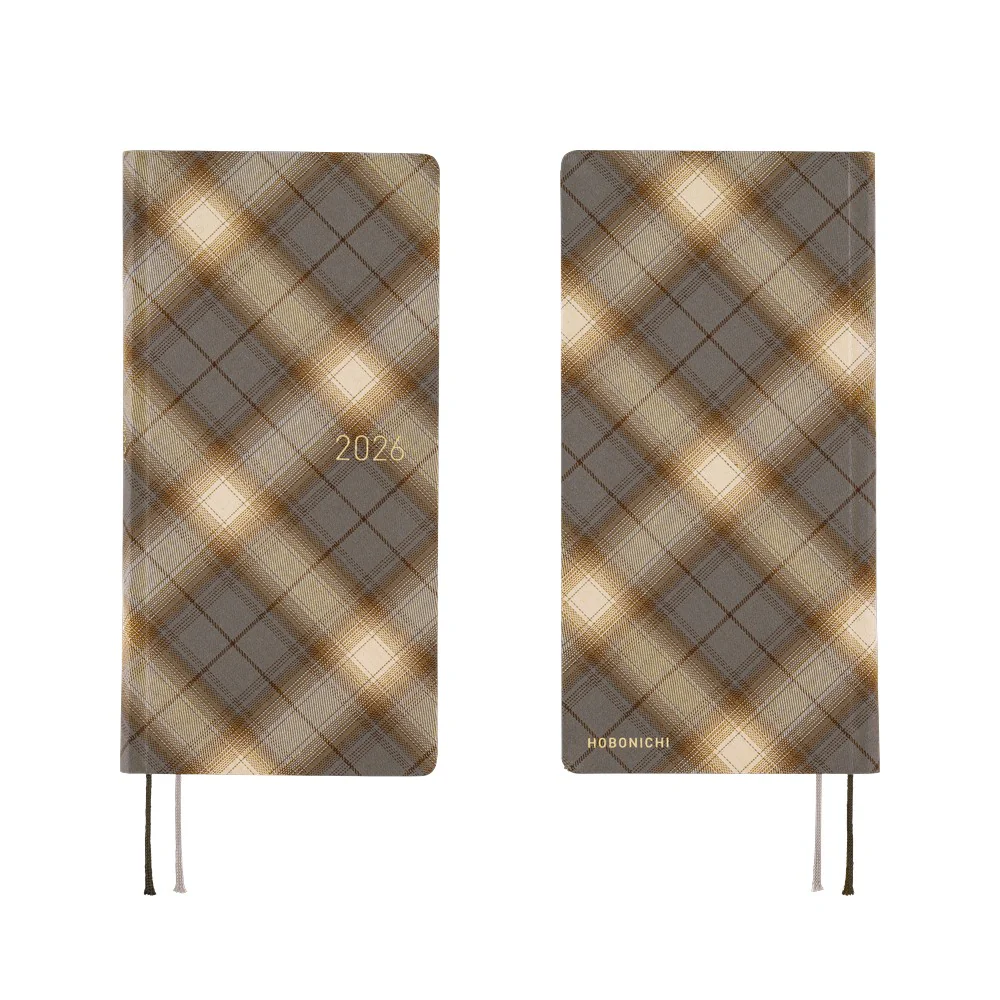 Hobonichi Techo 2026 - Weeks/Wallet Planner Book - Shirt Fabric: Foggy Plaid [English/Tall & Slim/Jan Start] - Image 8
