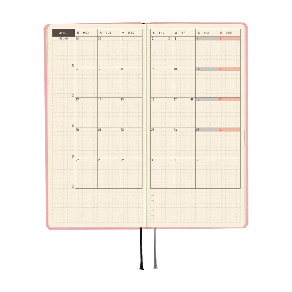 Hobonichi Techo 2026 - Weeks/Wallet Planner Book - Colors: Strawberry Milk [English/Tall & Slim/Jan Start] - Image 4