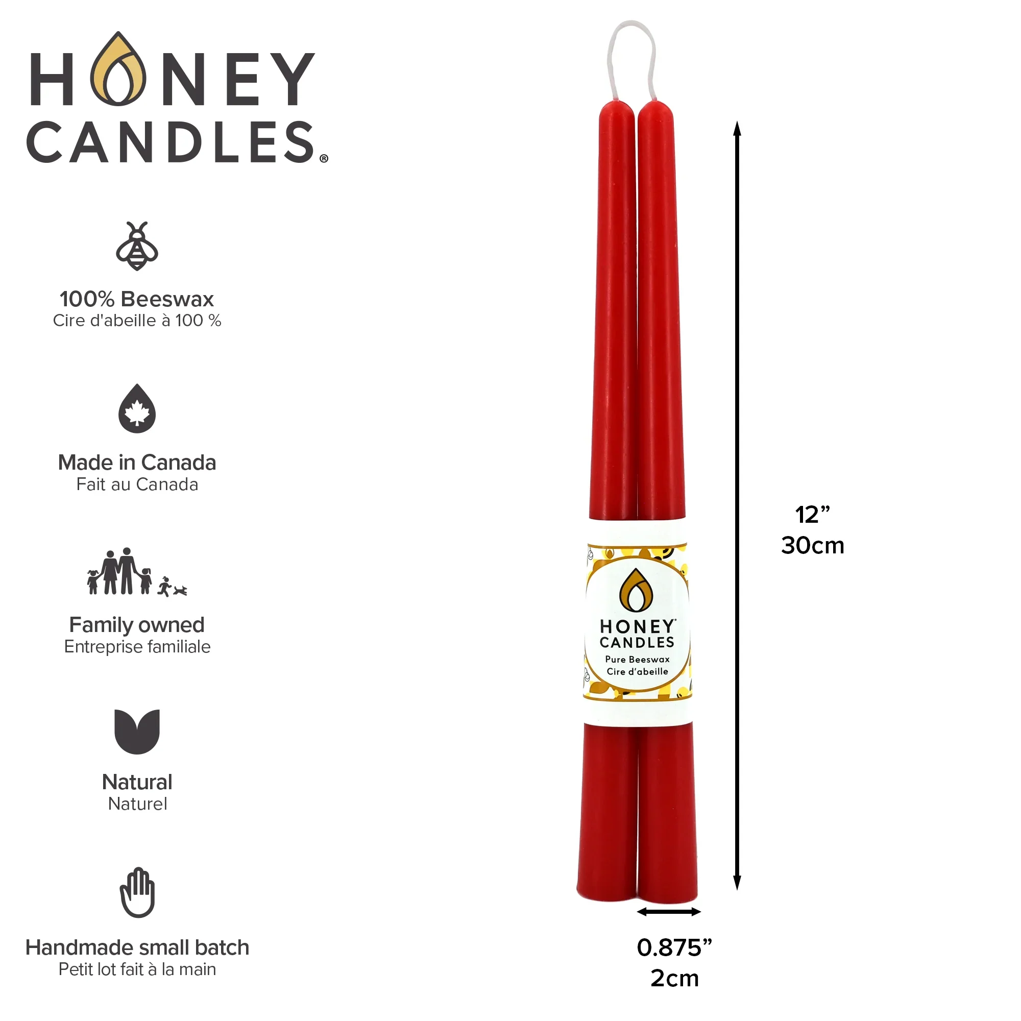 Honey Candles - 12 Inch Taper Candles - Pair - Image 10
