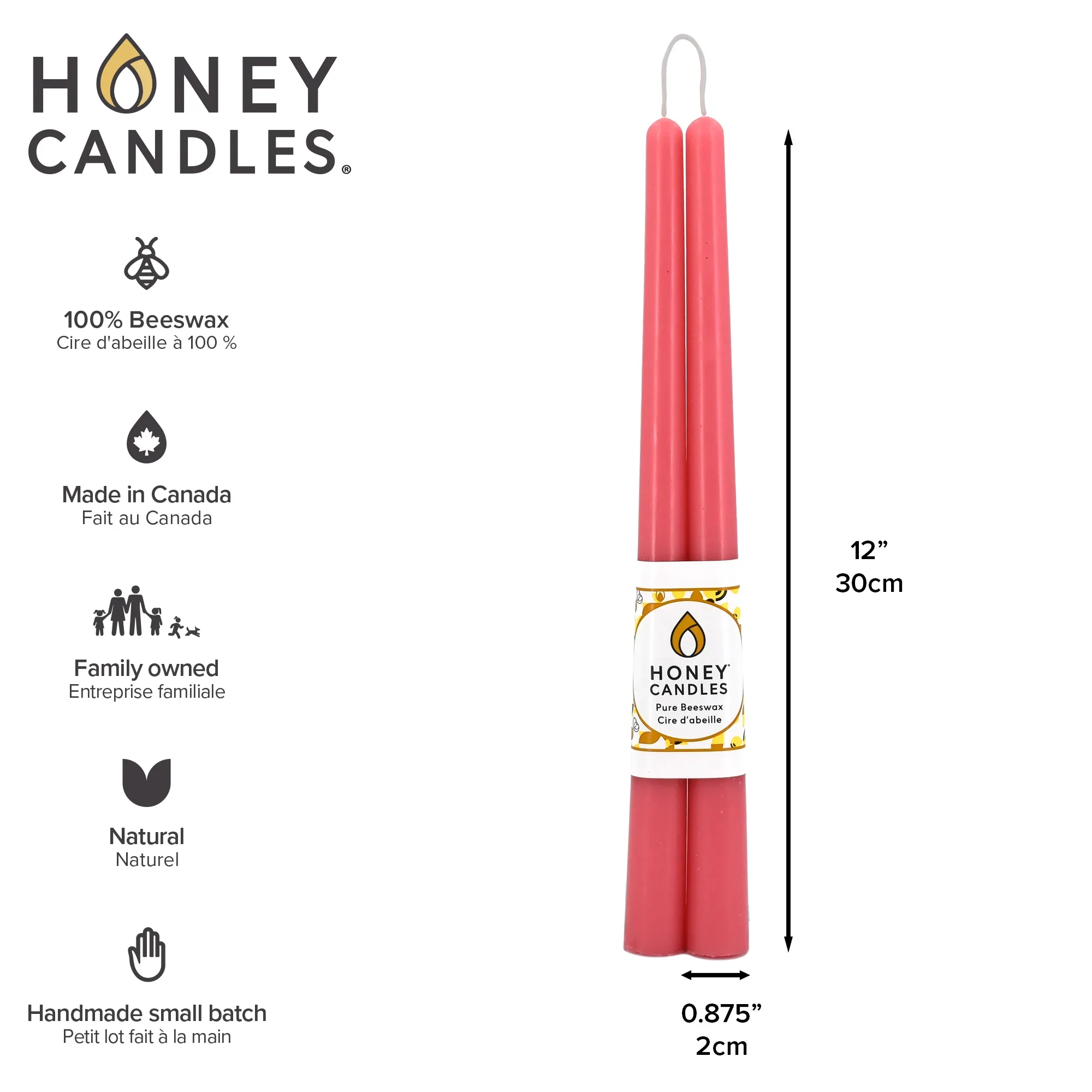 Honey Candles - 12 Inch Taper Candles - Pair - Image 12