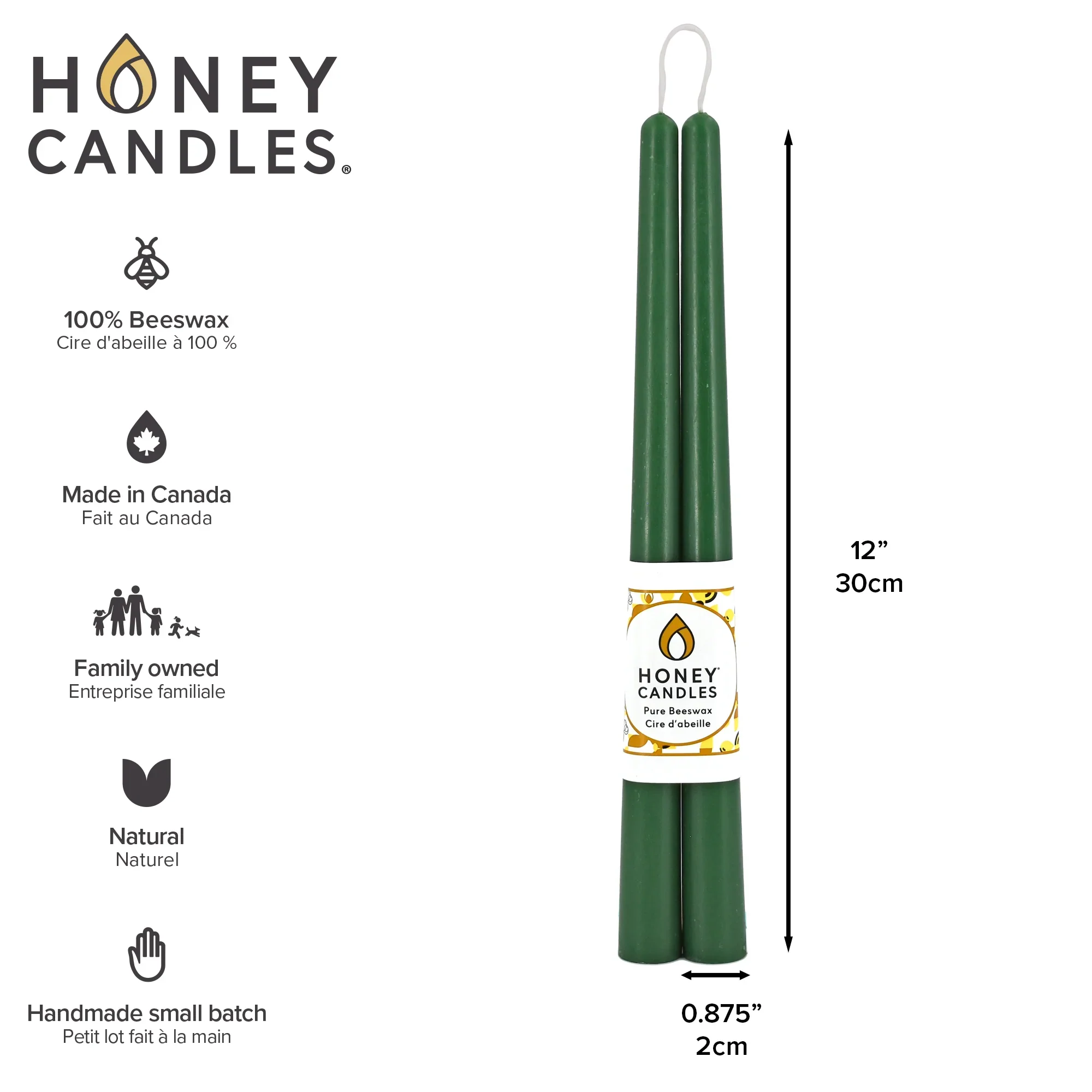 Honey Candles - 12 Inch Taper Candles - Pair - Image 14