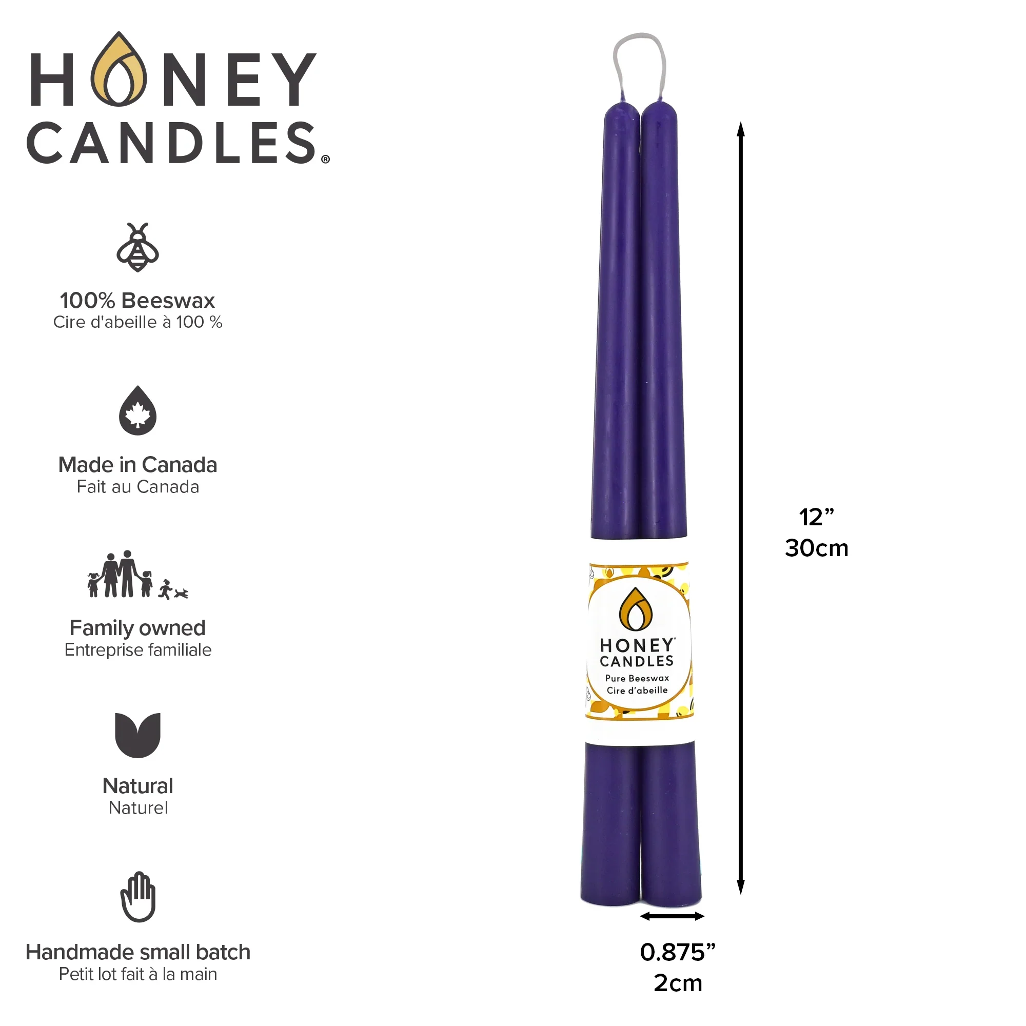 Honey Candles - 12 Inch Taper Candles - Pair - Image 4