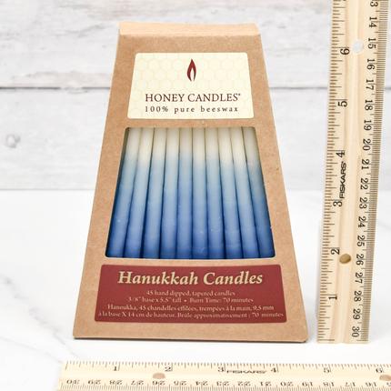 HONEY CANDLES - Hanukkah White-Blue Beeswax Candles set of 45 - Image 3