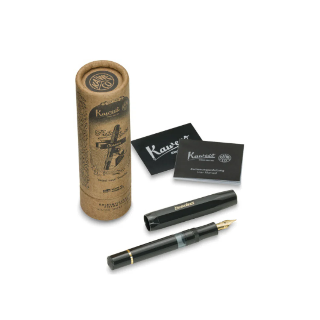 KAWECO - Piston Sport Classic Fountain Pen | Black/Gold - Image 2