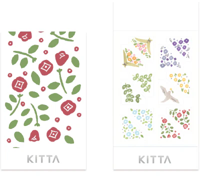 KITTA – CLEAR FILM SEAL STICKERS - CORNER FRAME 'FLOWERS'