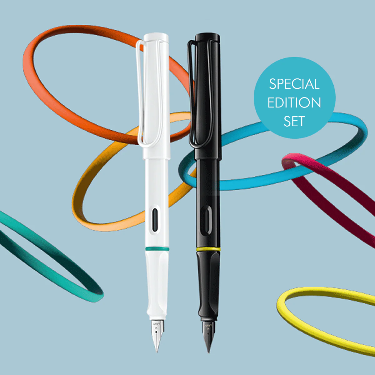 Lamy - Fountain Pen Safari Set All Black with Multi-Colour Rings - Image 2
