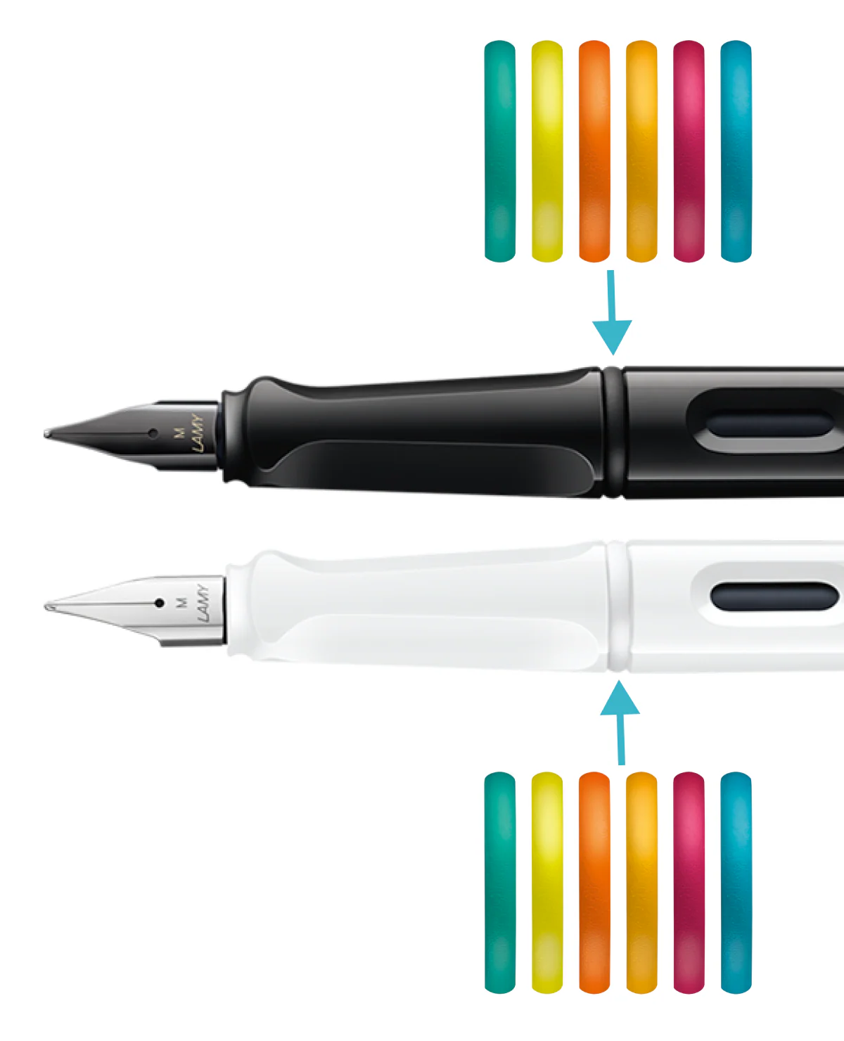 Lamy - Fountain Pen Safari Set All Black with Multi-Colour Rings - Image 3