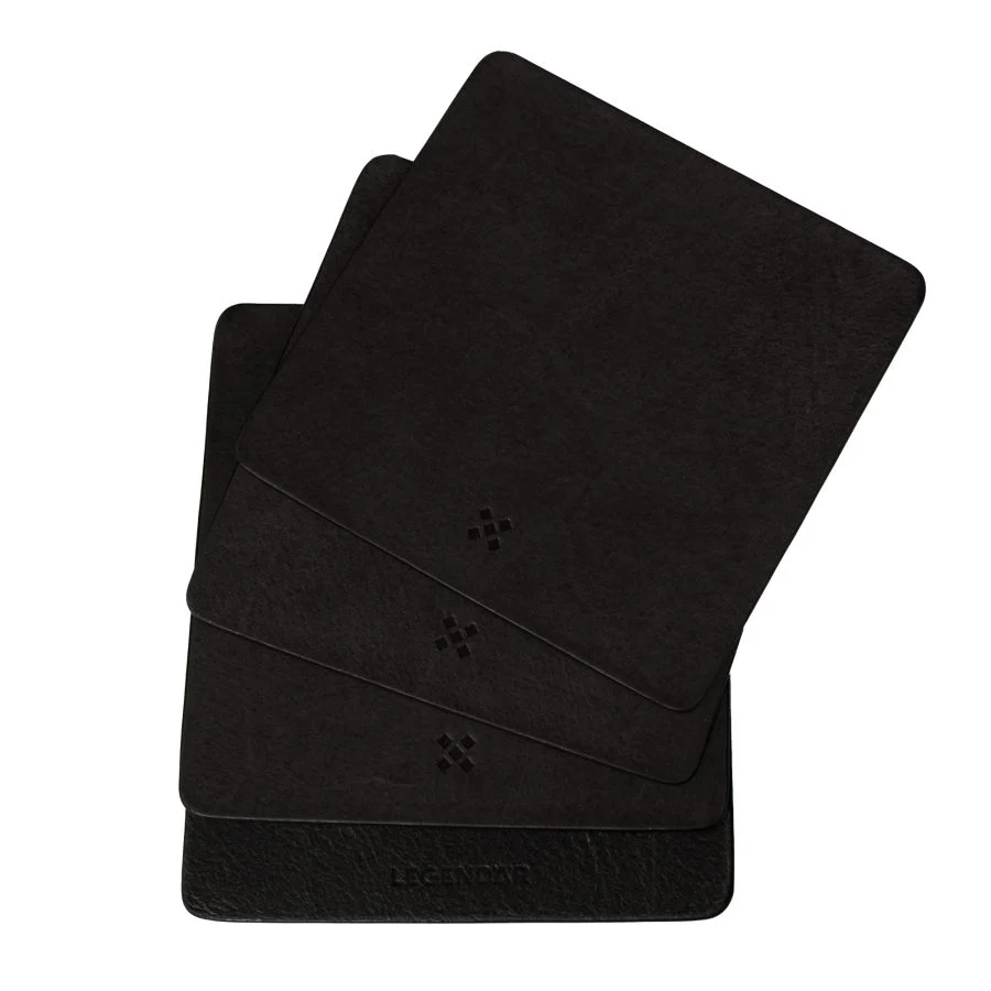 Legendar - Leather Coaster - Set of 4  - DRYNK - Black - Image 2