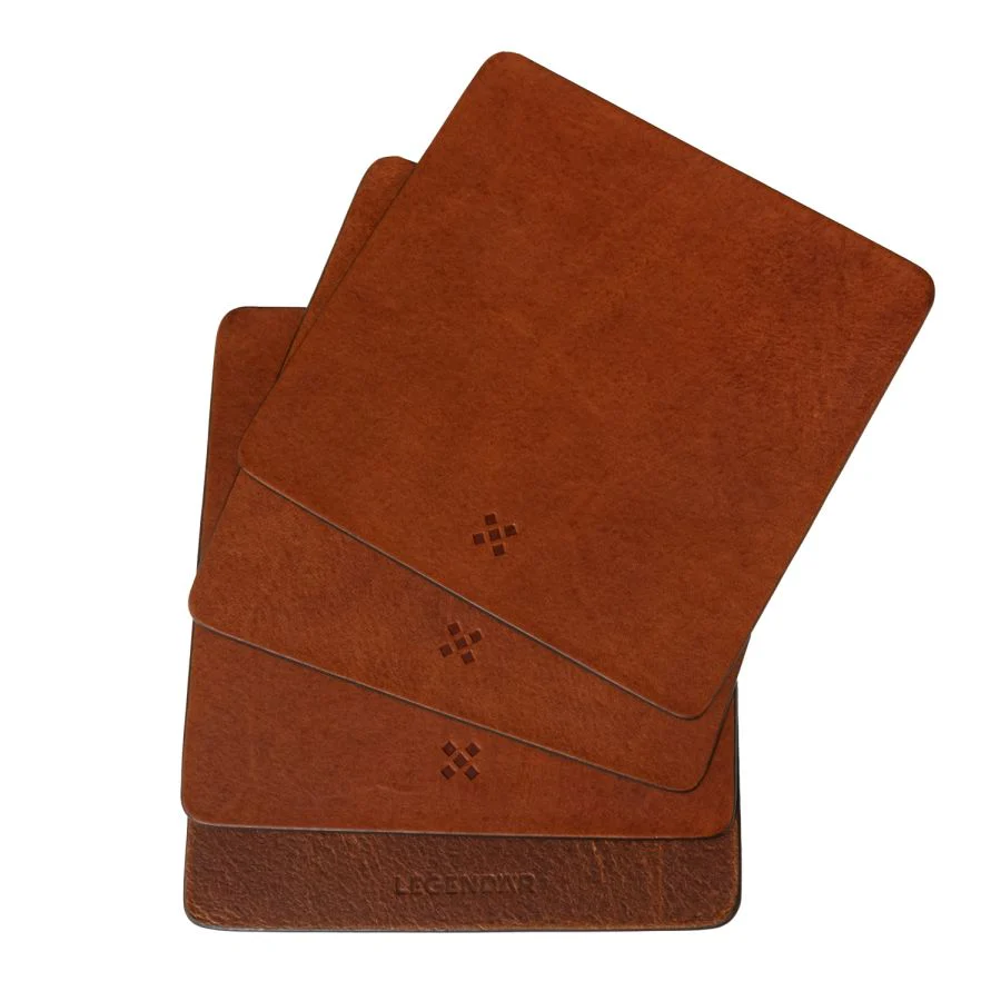 Legendar - Leather Coaster - Set of 4  - DRYNK - Chesnut - Image 2