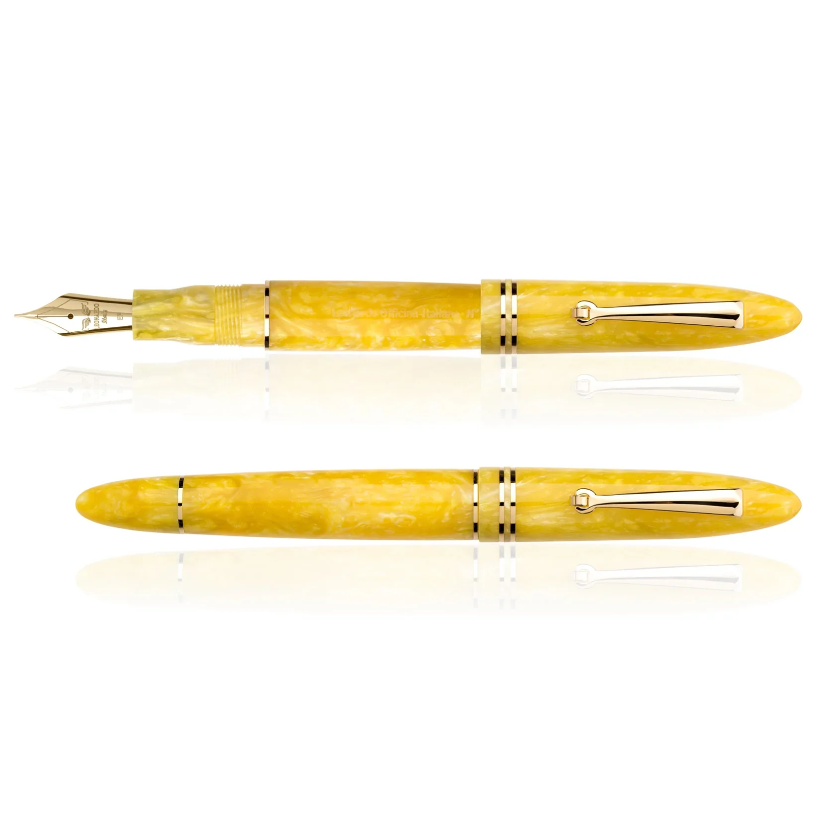 Leonardo Pen - Momento Zero Fountain Pen - Yellow Sun (Gold Trims)