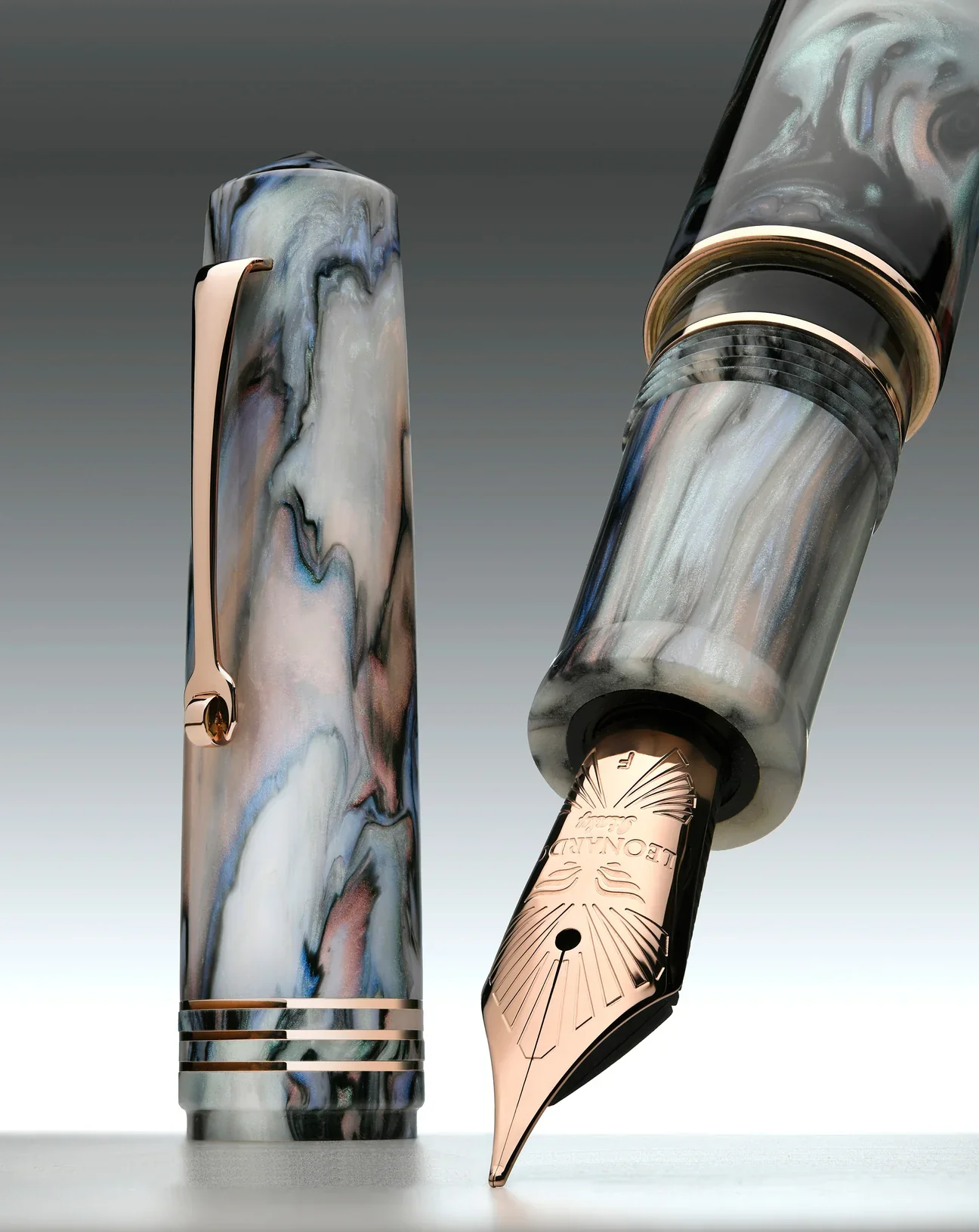 Leonardo Pen - Momento Zero Grande 2.0 Fountain Pen - Dalia Eveline Rose Gold Trims (The Power of Flower Limited Edition) - Image 3