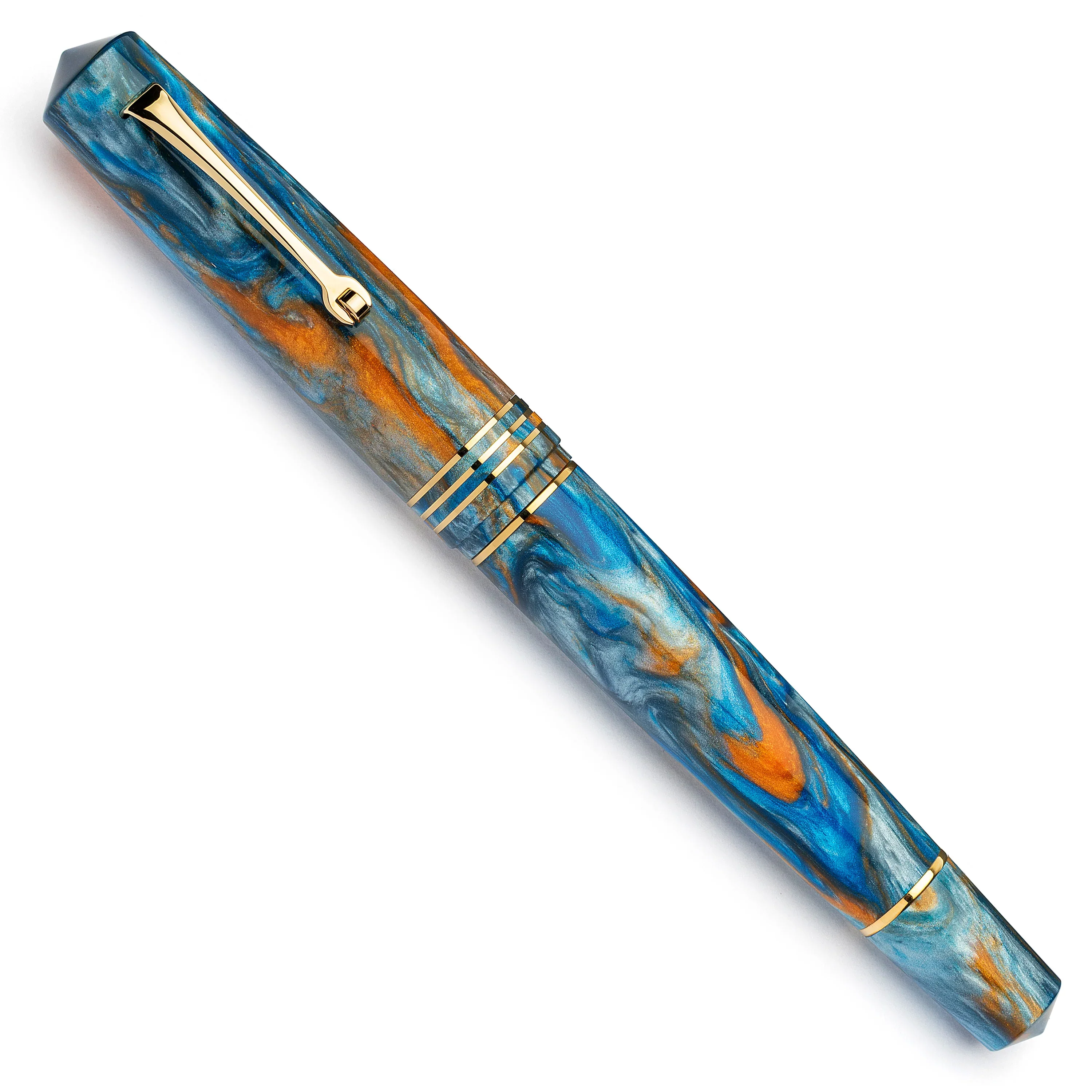 Leonardo Pen - Momento Zero Grande 2.0 Fountain Pen Exclusive Edition - Ocean Sunrise (Gold Trim/Steel Nib) - Image 2