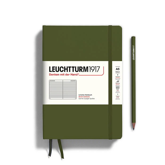 Leuchtturm1917 - Notebook Medium - A5 - Hardcover - Army Green - Ruled