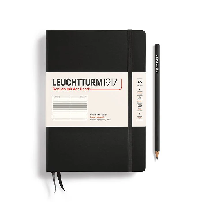 Leuchtturm1917 - Notebook Medium - A5 - Hardcover - Black - Ruled