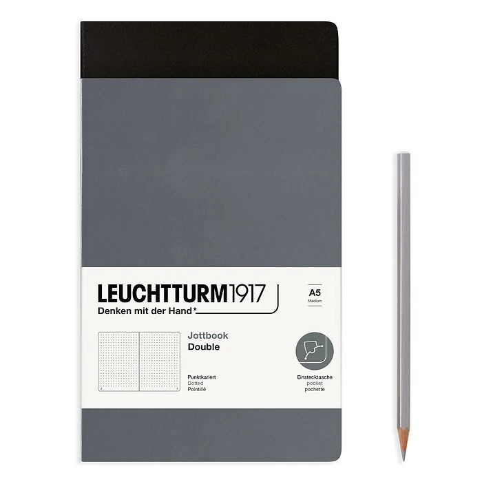 Leuchtturm1917 - Jottbook Double - A5 - Pack of 2 - Anthracite & Black