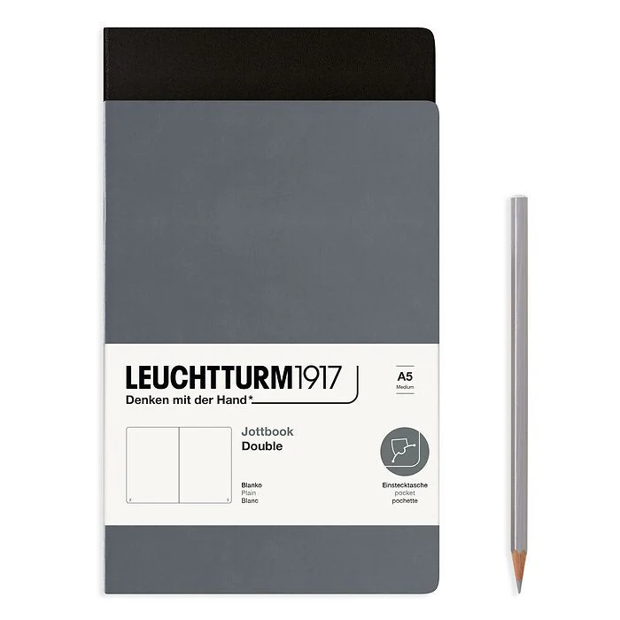 Leuchtturm1917 - Jottbook Double - A5 - Pack of 2 - Anthracite & Black - Image 2