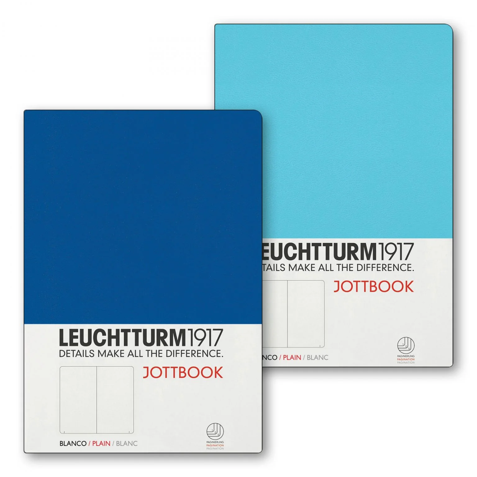 Leuchtturm1917 - Jottbook Double - A5 - Pack of 2 - Ice Blue & Royal Blue - Plain