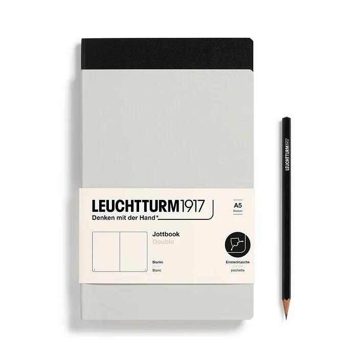 Leuchtturm1917 - Jottbook Double - A5 - Pack of 2 - Light Grey & Black