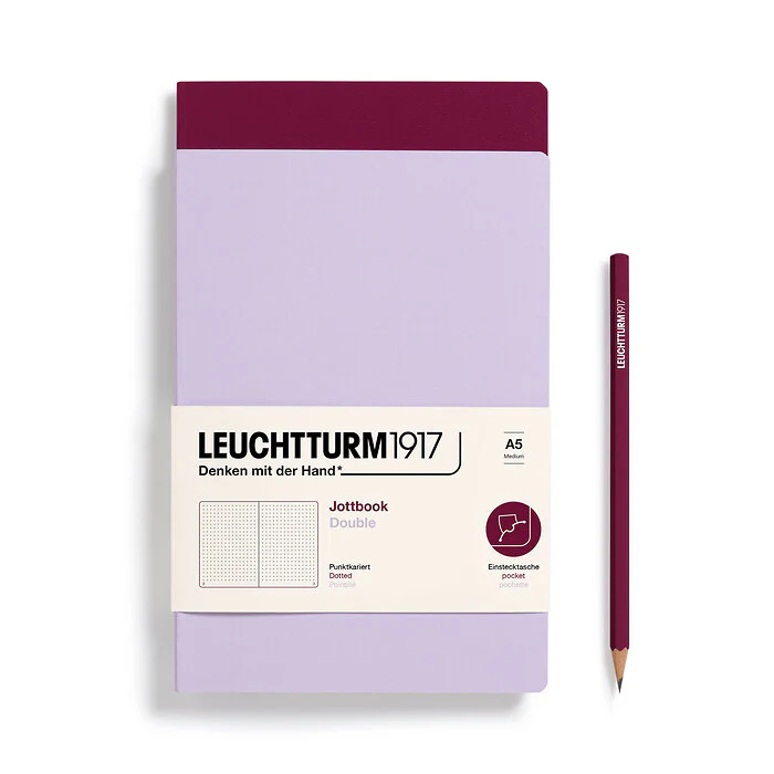 Leuchtturm1917 - Jottbook Double - A5 - Pack of 2 - Lilac & Port Red - Image 2