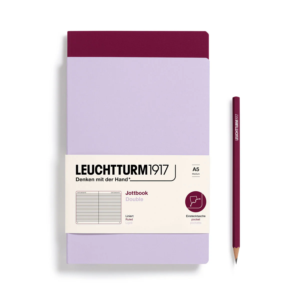 Leuchtturm1917 - Jottbook Double - A5 - Pack of 2 - Lilac & Port Red - Image 3