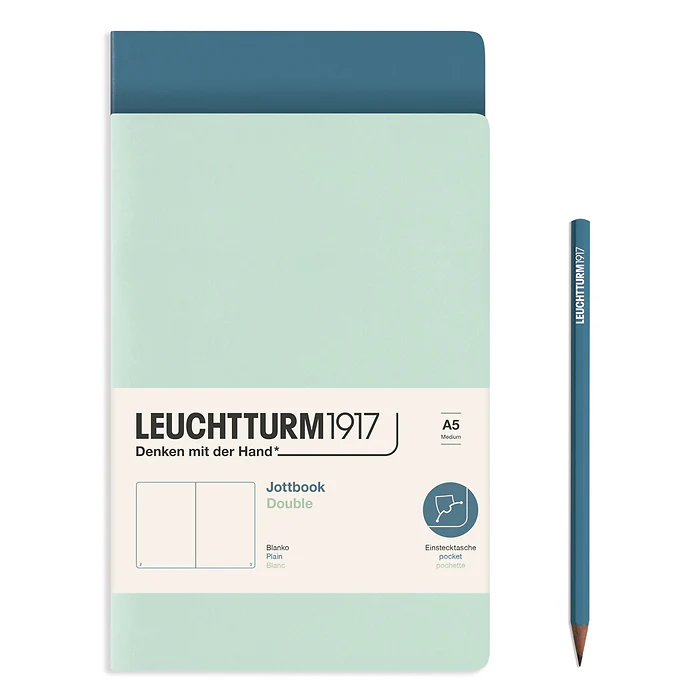 Leuchtturm1917 - Jottbook Double - A5 - Pack of 2 - Mint Green & Stone Blue - Image 3
