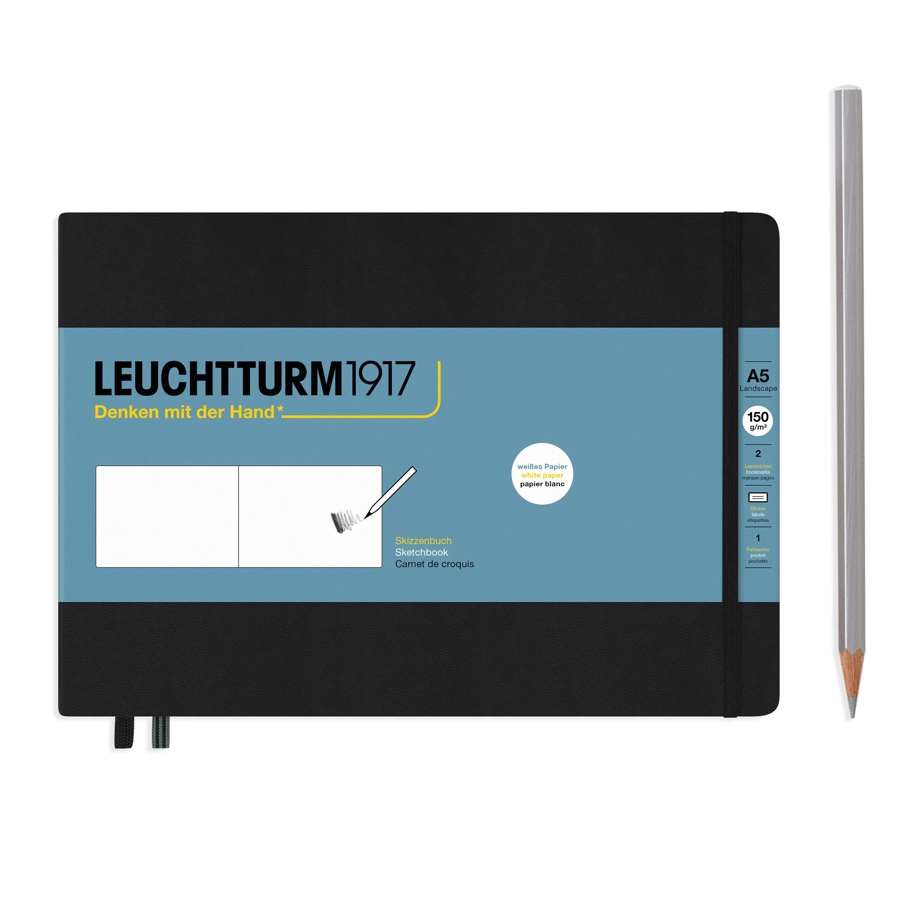 Leuchtturm1917 - Sketchbook Medium - A5 Landscape - Hardcover - Black