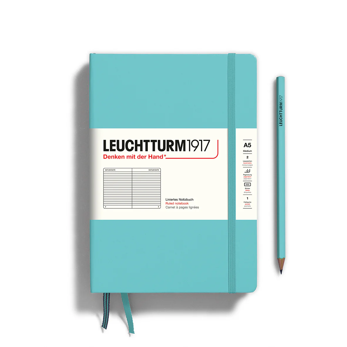 Leuchtturm1917 - Notebook Medium - A5 - Hardcover - Aquamarine - Ruled