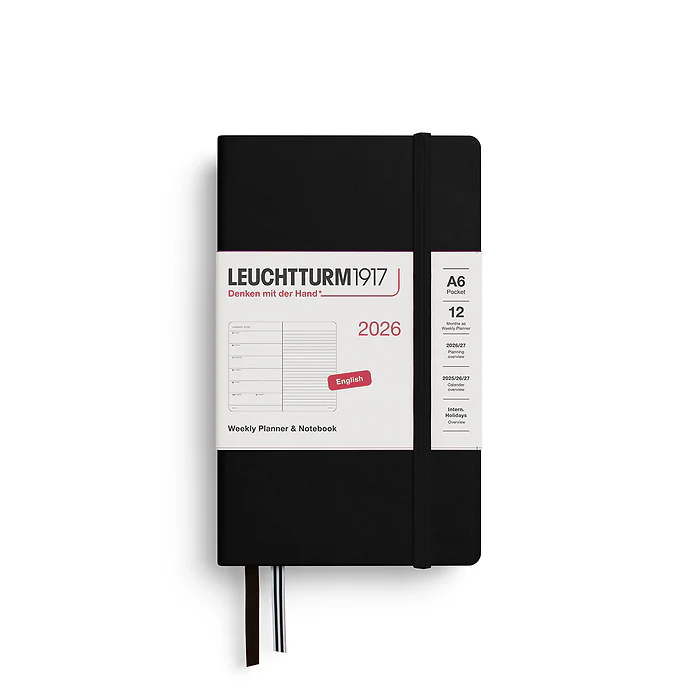 Leuchtturm1917 - A6 2026 Weekly Planner & Notebook - Lined - Black