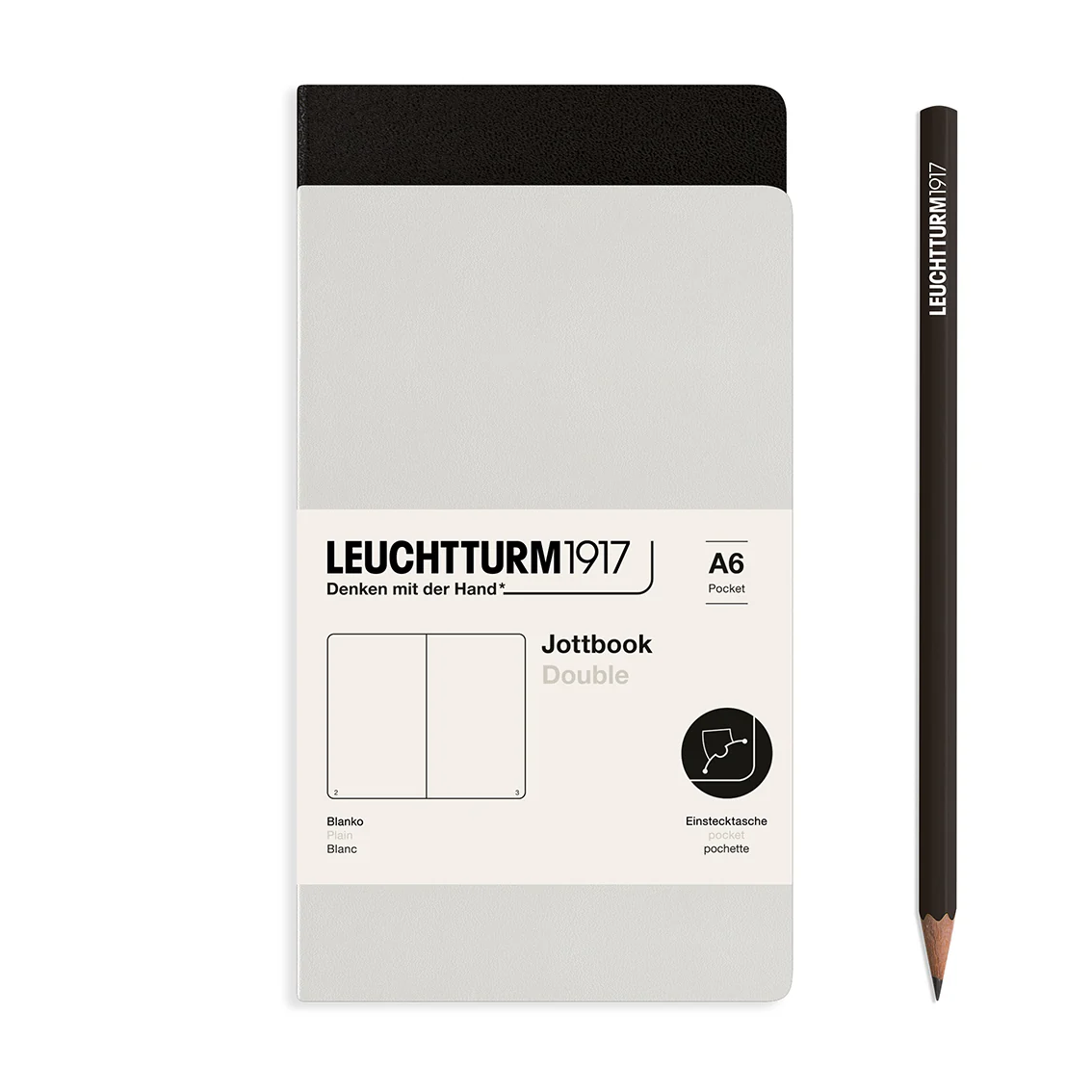 Leuchtturm1917 - Jottbook Double - A6 - Pack of 2 - Light Grey & Black