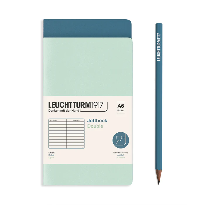 Leuchtturm1917 - Jottbook Double - A6 - Pack of 2 - Mint Green & Stone Blue - Image 2