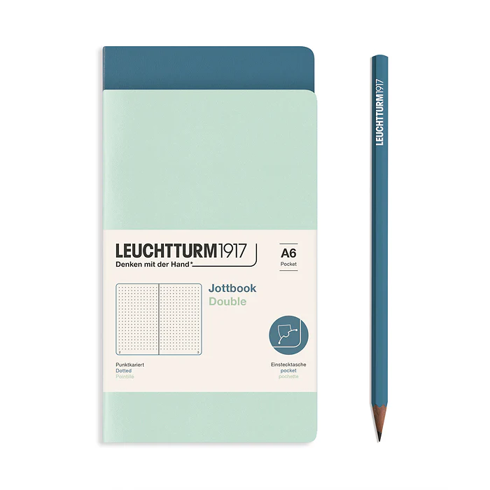 Leuchtturm1917 - Jottbook Double - A6 - Pack of 2 - Mint Green & Stone Blue - Image 3
