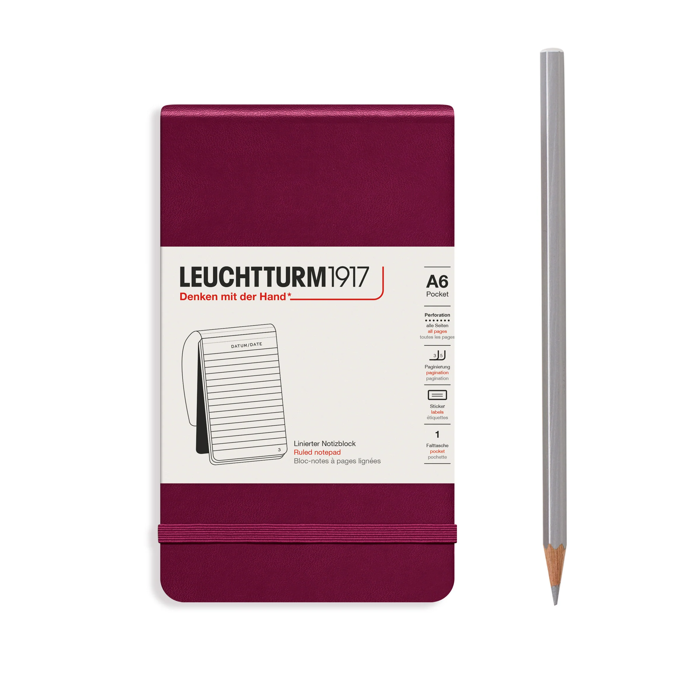 Leuchtturm1917 - Pocket Notepad - A6 - Hardcover - Port Red - Image 2