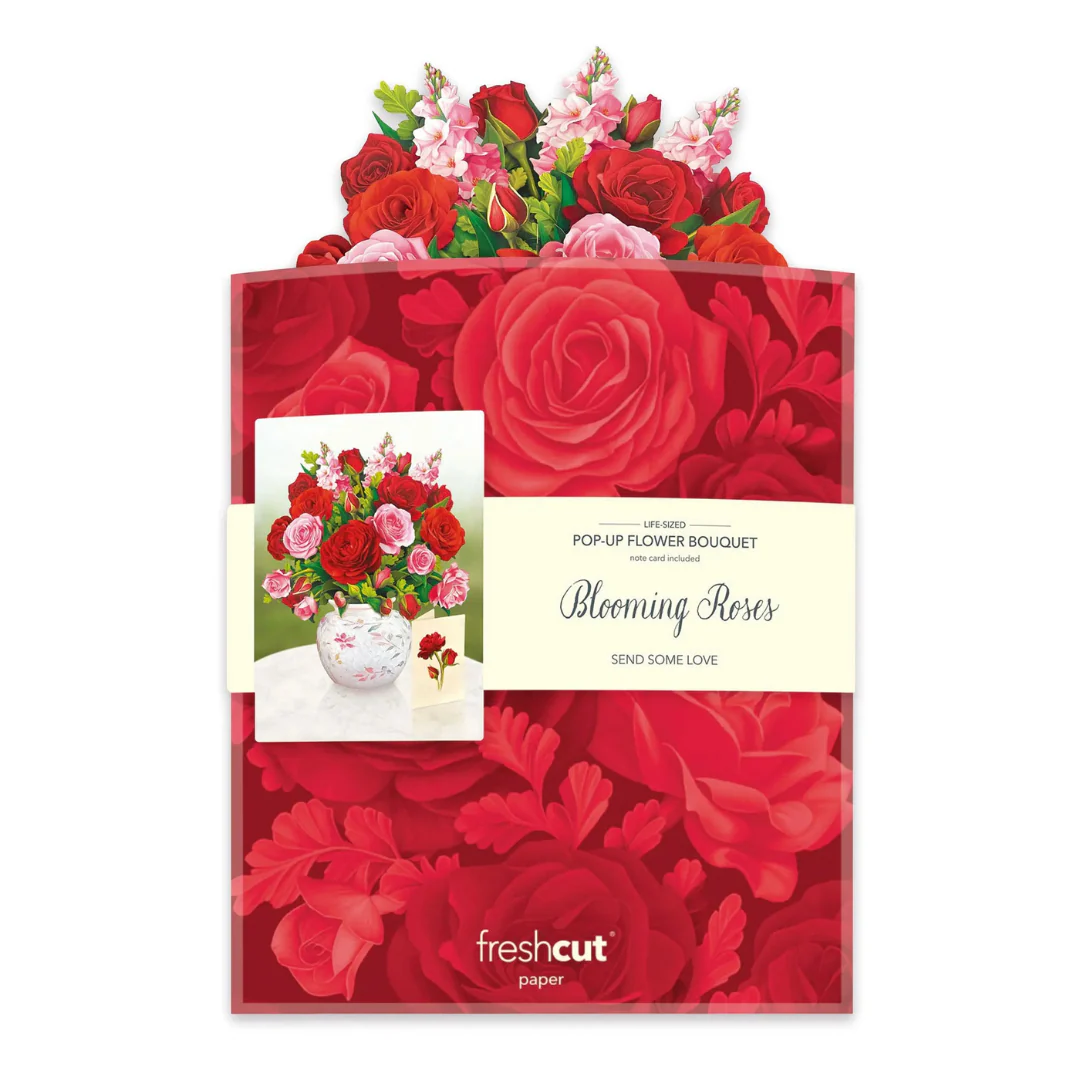 Fresh Cut Paper - Life Sized Pop-Up Flower Bouquet with Note Card - Blooming Roses