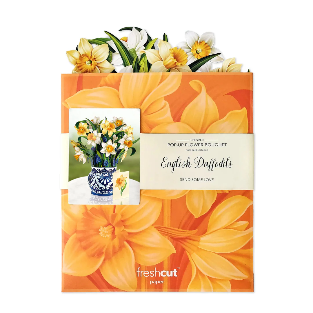 Fresh Cut Paper - Life Sized Pop-Up Flower Bouquet with Note Card - English Daffodils