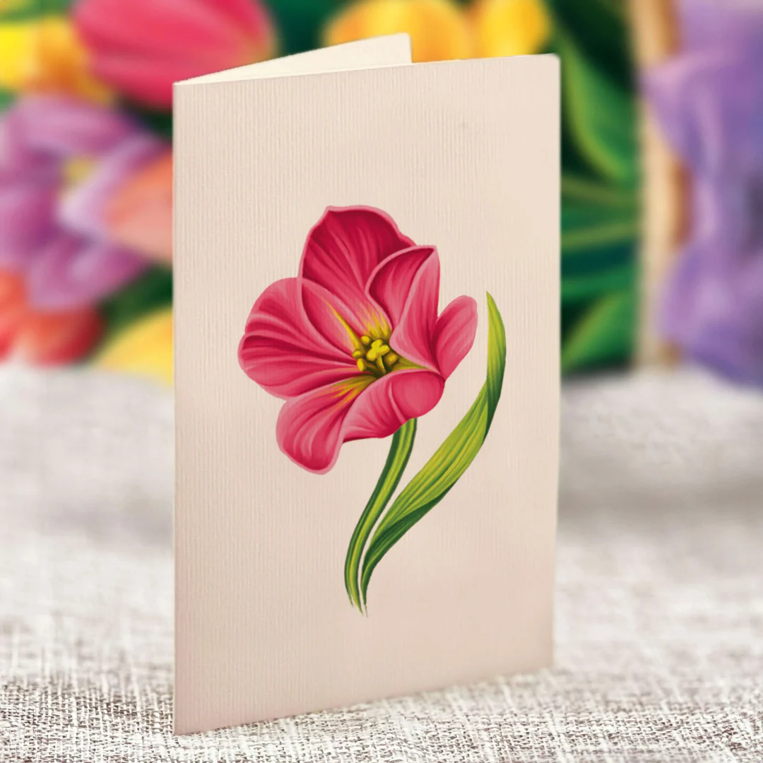 Fresh Cut Paper - Life Sized Pop-Up Flower Bouquet with Note Card - Festive Tulips - Image 3