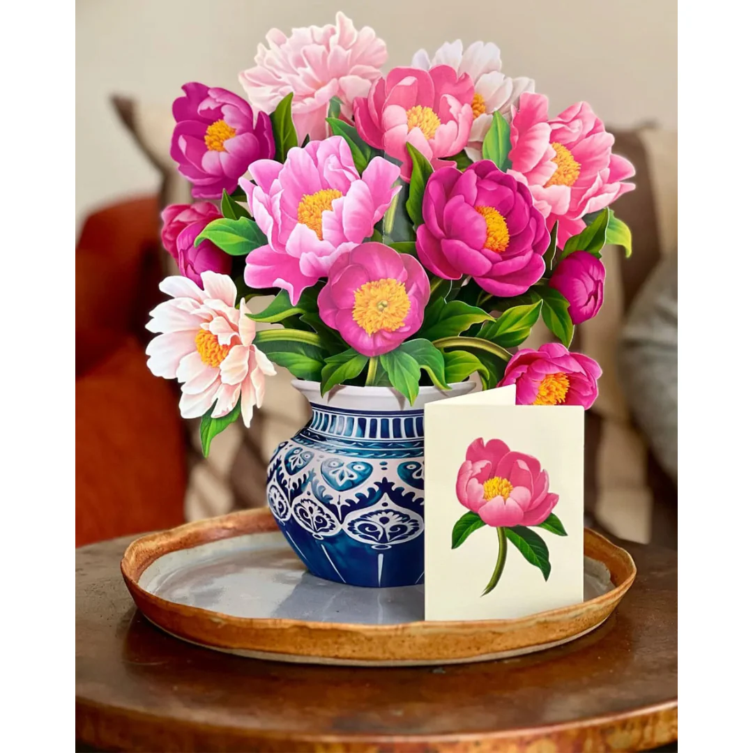 Fresh Cut Paper - Life Sized Pop-Up Flower Bouquet with Note Card - Peony Paradise - Image 2