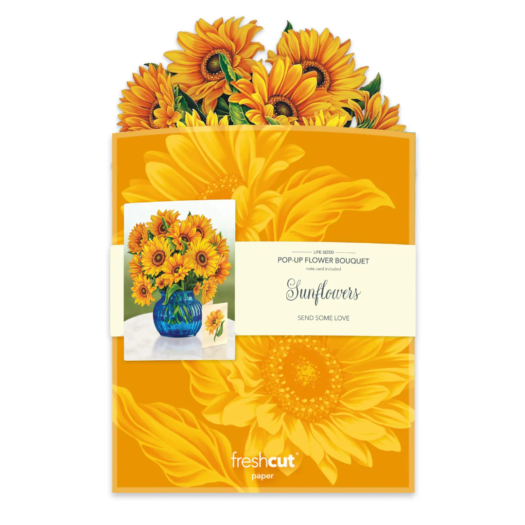 Fresh Cut Paper - Life Sized Pop-Up Flower Bouquet with Note Card - Sunflowers
