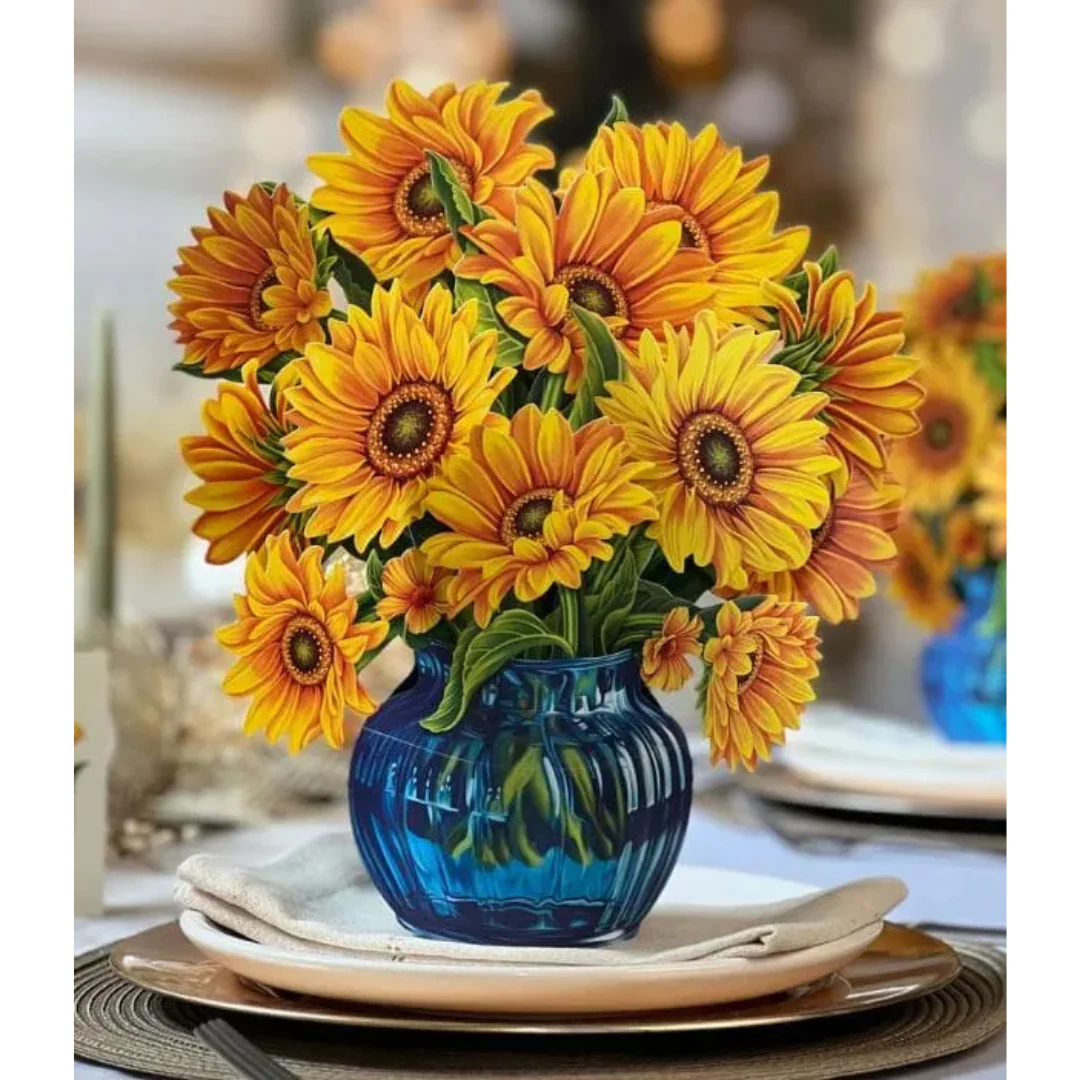 Fresh Cut Paper - Life Sized Pop-Up Flower Bouquet with Note Card - Sunflowers - Image 2