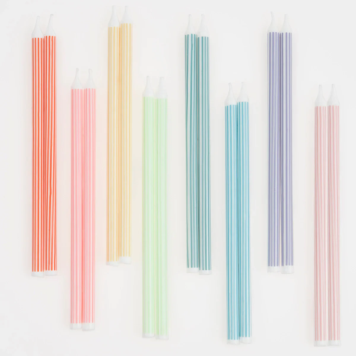 MERI MERI - Mixed Striped Rainbow Candles - Pack of 16 - Image 2