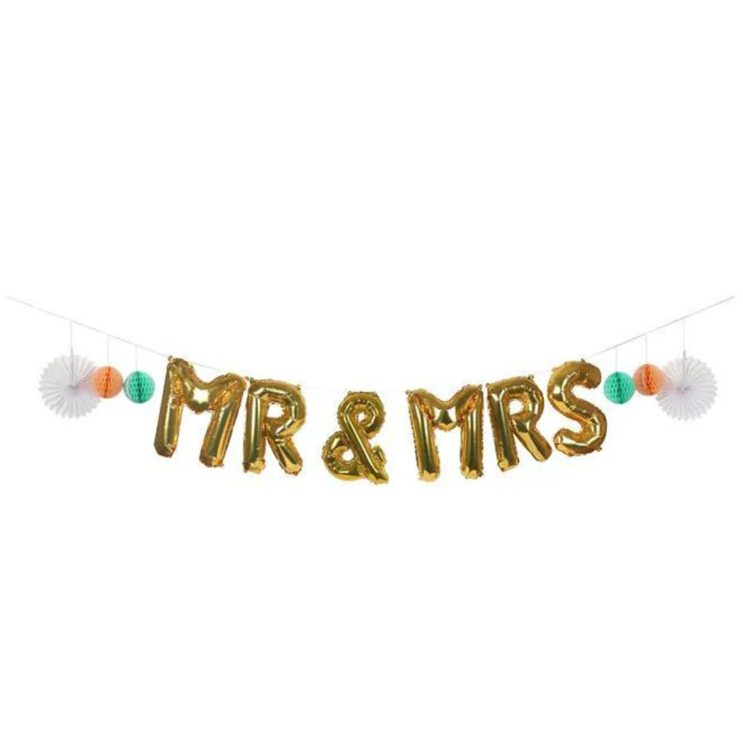 Meri Meri - Balloon Garland Kit - Mr and Mrs (Mr and Mr or Mrs and Mrs) - Gold - Image 2