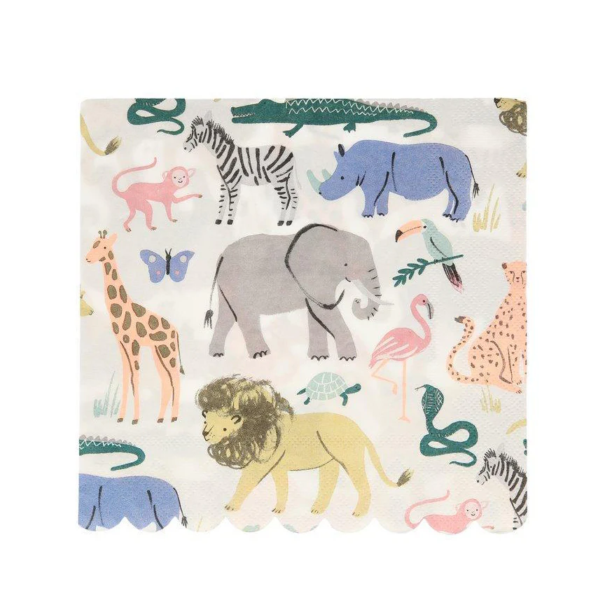 MERI MERI - Safari Animals Large Paper Napkins - Pack of 20