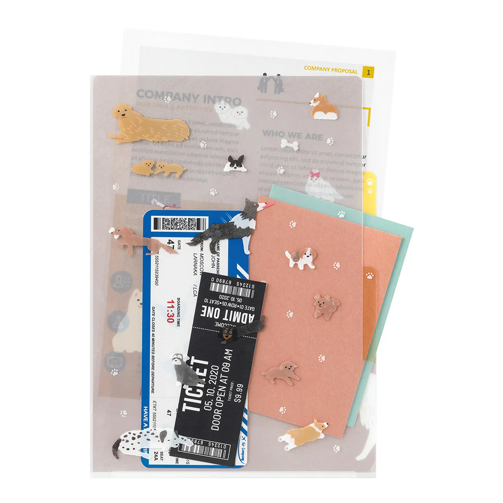 MIDORI - 3-Pocket Clear Folder - A4 | Dogs A - Image 3