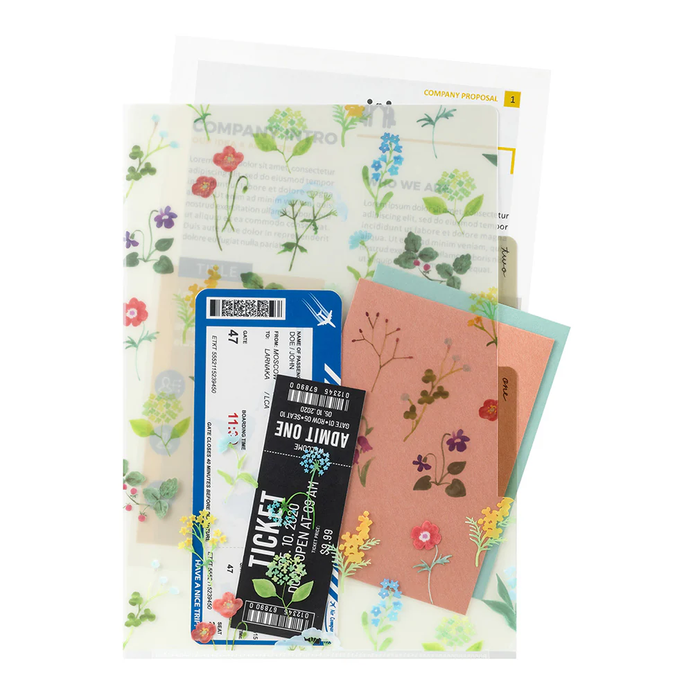 MIDORI - 3-Pocket Clear Folder - A4 | Flowers C - Image 3