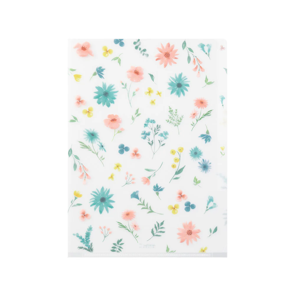 MIDORI - 3-Pocket Clear Folder - A5 | Flowers B