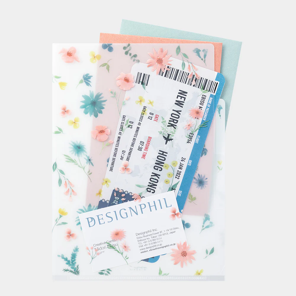 MIDORI - 3-Pocket Clear Folder - A5 | Flowers B - Image 3